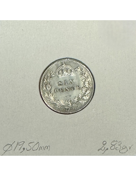 ROYAUME-UNI / GRANDE BRETAGNE (6 Pence 1891) Monnaie en Argent // Qualité : TTB