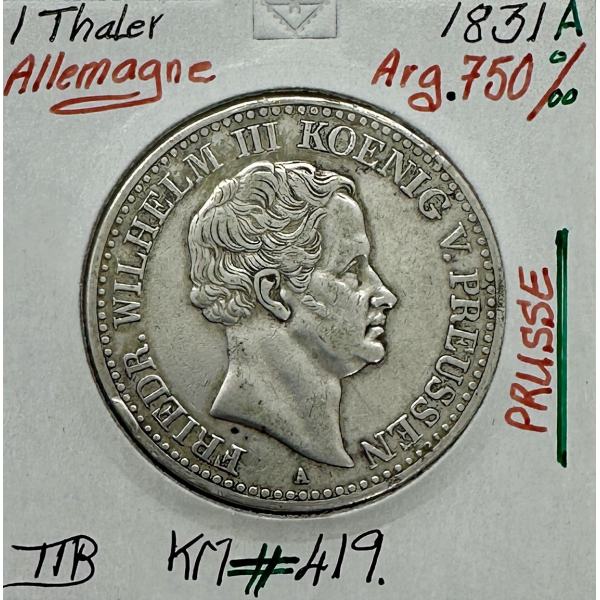 ALLEMAGNE PRUSSE - 1 THALER 1831 A -...