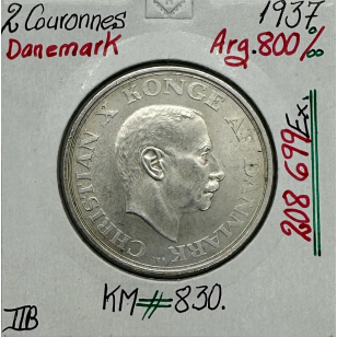 DANEMARK - 2 COURONNES 1937 - Pièce de Monnaie en Argent...