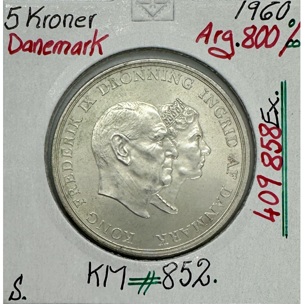 DANEMARK - 5 KRONER 1960 - Pièce de...