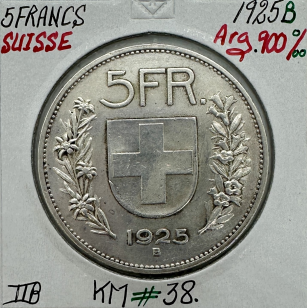 SUISSE - 5 FRANCS 1925 B - Pièce de Monnaie en Argent //...