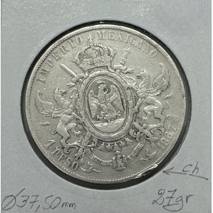 MEXIQUE - 1 PESO 1867 Mo - Pièce de Monnaie en Argent //... 2