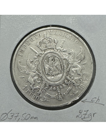 MEXIQUE - 1 PESO 1867 Mo - Pièce de Monnaie en Argent // Qualité : TB