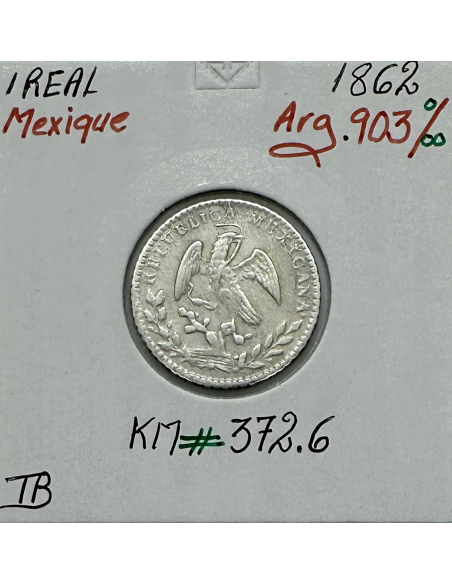MEXIQUE - 1 REAL 1862 - Pièce de Monnaie en Argent // Qualité : TB