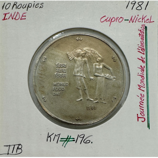 INDE - 10 ROUPIES 1981 - Monnaie en Cupro-Nickel //...