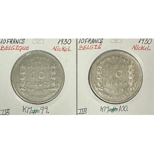 BELGIQUE - 10 FRANCS 1930 X 2 - 2 Monnaies en Nickel //...
