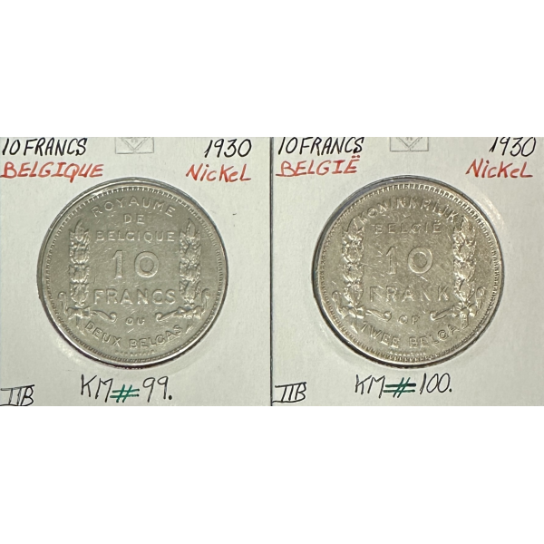 BELGIQUE - 10 FRANCS 1930 X 2 - 2...