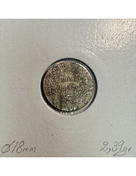 DEMI FRANC NAPOLEON EMPEREUR - L'AN 14 U TURIN - Monnaie en Argent (B)