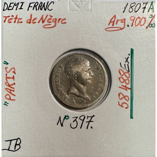 DEMI FRANC NAPOLEON EMPEREUR - 1807A - TETE DE NEGRE -...