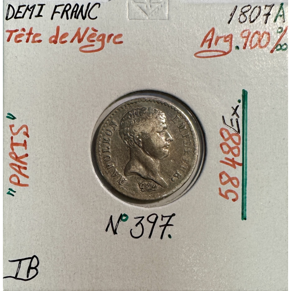 DEMI FRANC NAPOLEON EMPEREUR - 1807A...