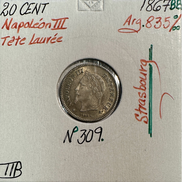 20 CENTIMES NAPOLEON III (1867BB)...
