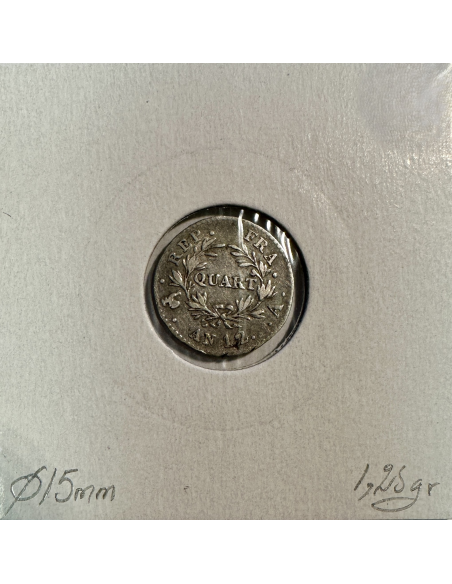 QUART DE FRANC BONAPARTE 1ER CONSUL (L'AN 12 A) Monnaie en Argent // TTB