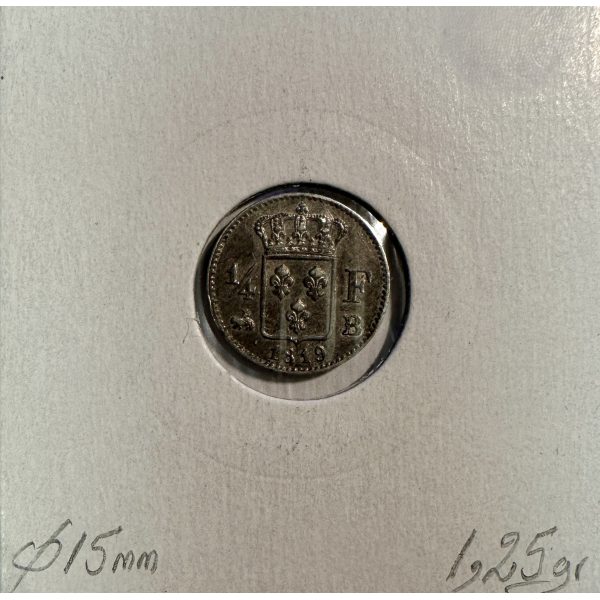 1/4 FRANC - LOUIS XVIII - 1819 B -...
