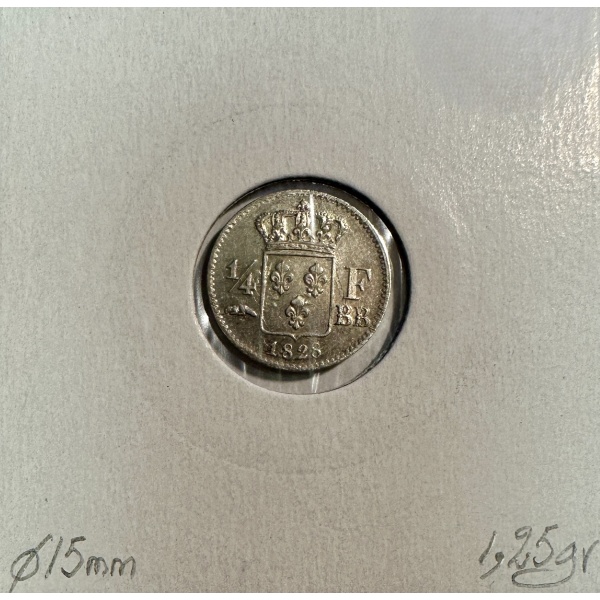 1/4 FRANC CHARLES X (1828 BB) Pièce...