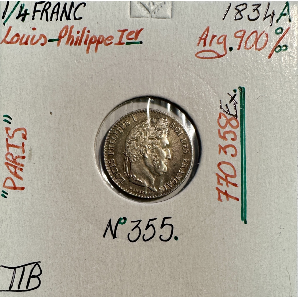 1/4 FRANC LOUIS-PHILIPPE 1er (1834A)...