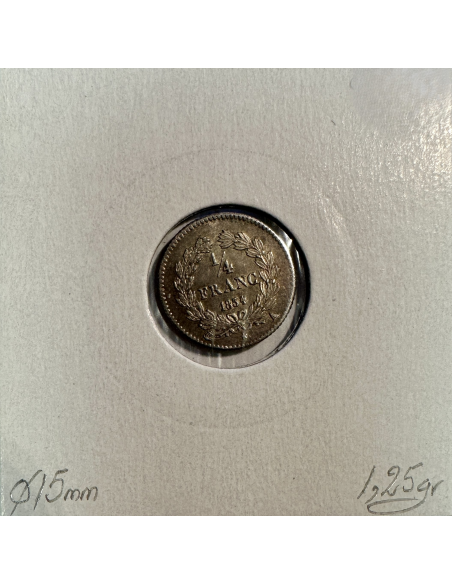 1/4 FRANC LOUIS-PHILIPPE 1er (1834A) Monnaie en Argent // TTB (REF 1)