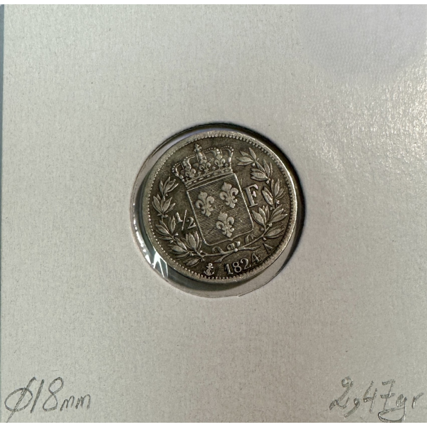 1/2 FRANC LOUIS XVIII (1824A) Pièce...
