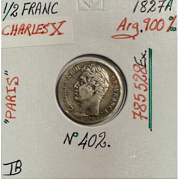 1/2 FRANC CHARLES X (1827A) Pièce de...