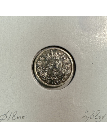 1/2 FRANC CHARLES X (1827A) Pièce de Monnaie en Argent // Qualité : TB