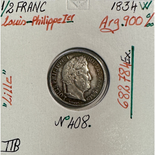 1/2 FRANC LOUIS-PHILIPPE 1er (1834W) Monnaie en Argent //...
