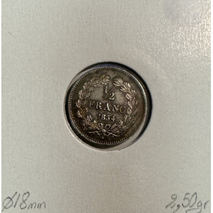 1/2 FRANC LOUIS-PHILIPPE 1er (1834W) Monnaie en Argent //... 2