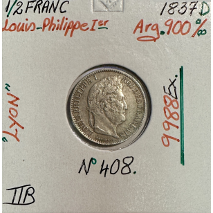 1/2 FRANC LOUIS-PHILIPPE 1er (1837D) Monnaie en Argent //...