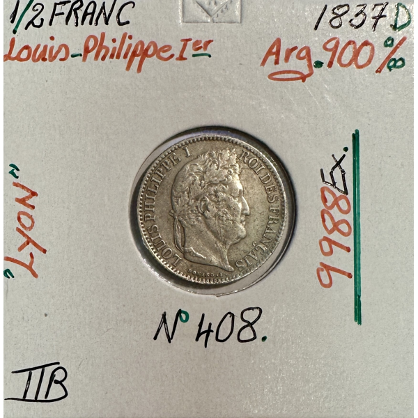 1/2 FRANC LOUIS-PHILIPPE 1er (1837D)...