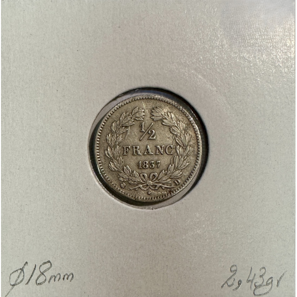 1/2 FRANC LOUIS-PHILIPPE 1er (1837D)...