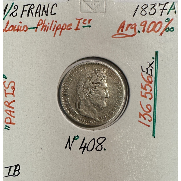 1/2 FRANC LOUIS-PHILIPPE 1er (1837A)...