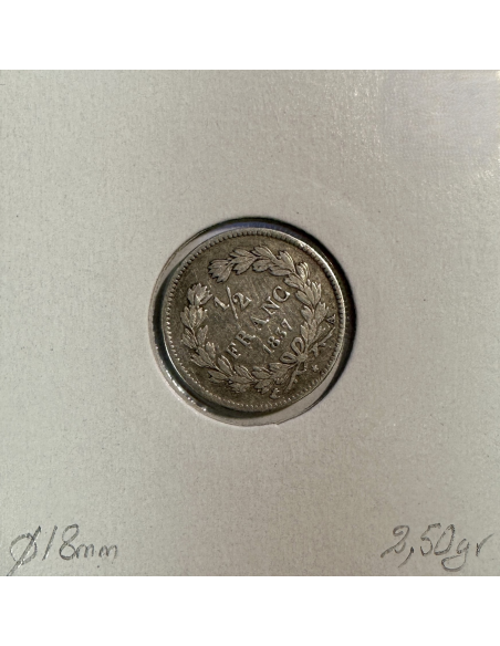 1/2 FRANC LOUIS-PHILIPPE 1er (1837A) Monnaie en Argent // Qualité : TB