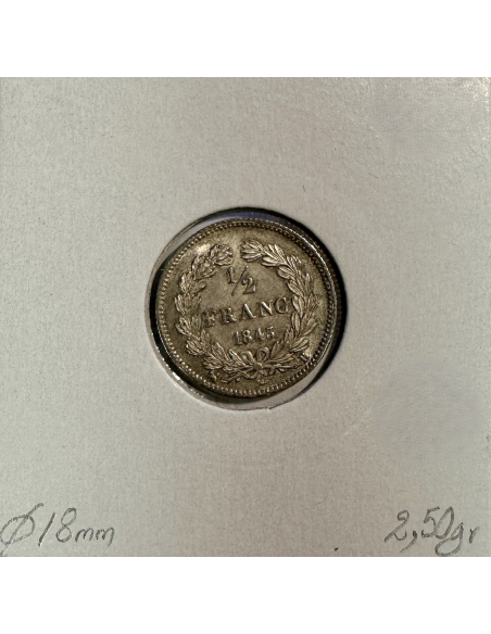 1/2 FRANC LOUIS-PHILIPPE 1er (1843B) Monnaie en Argent // Qualité : TTB