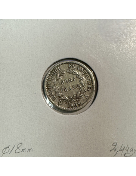 DEMI FRANC REPUBLIQUE (1808A) Monnaie en Argent // Qualité : TB (REF 1)