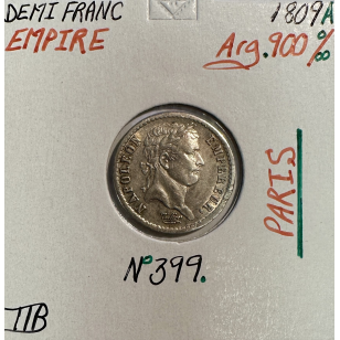 DEMI FRANC EMPIRE - 1809 A - Pièce de monnaie en Argent...