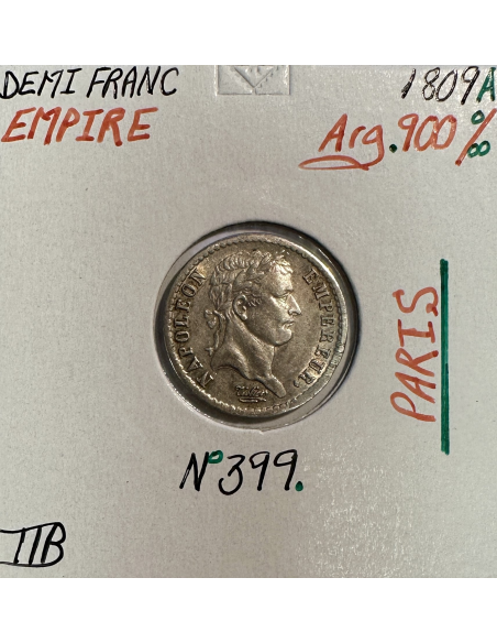 DEMI FRANC EMPIRE - 1809 A - Pièce de monnaie en Argent // Qualité : TTB