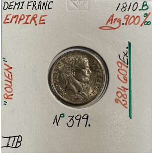 DEMI FRANC EMPIRE - 1810 B - Pièce de monnaie en Argent...