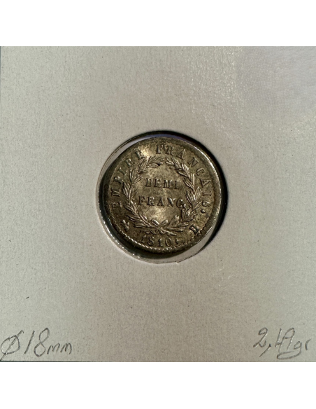 DEMI FRANC EMPIRE - 1810 B - Pièce de monnaie en Argent // Qualité : TTB