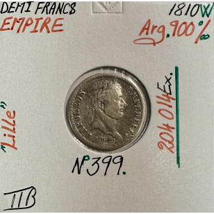DEMI FRANC EMPIRE - 1810 W - Pièce de monnaie en Argent...