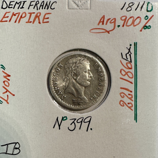 DEMI FRANC EMPIRE - 1811 D - Pièce de monnaie en Argent...