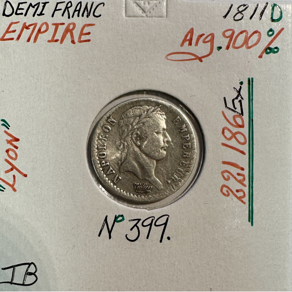 DEMI FRANC EMPIRE - 1811 D - Pièce de...