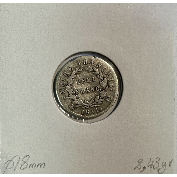DEMI FRANC EMPIRE - 1811 D - Pièce de...