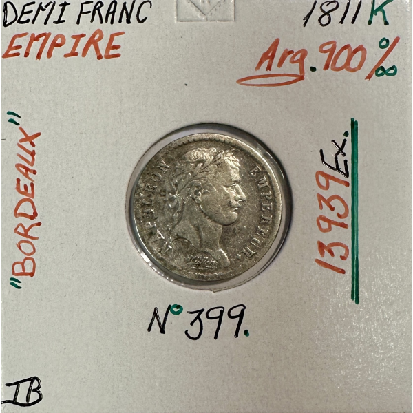 DEMI FRANC EMPIRE - 1811 K - Pièce de...