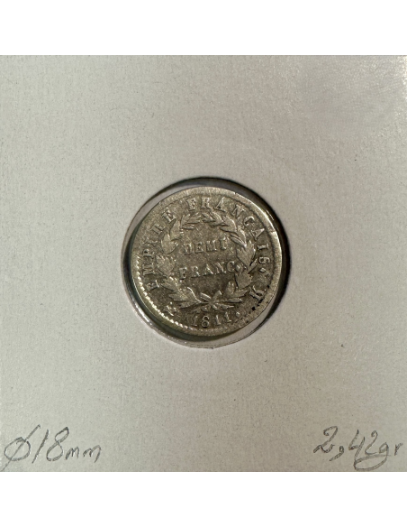 DEMI FRANC EMPIRE - 1811 K - Pièce de monnaie en Argent // Qualité : TB