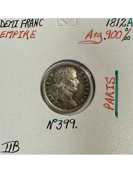 DEMI FRANC EMPIRE - 1812 A - Monnaie en Argent // Qualité : TTB (REF 1)