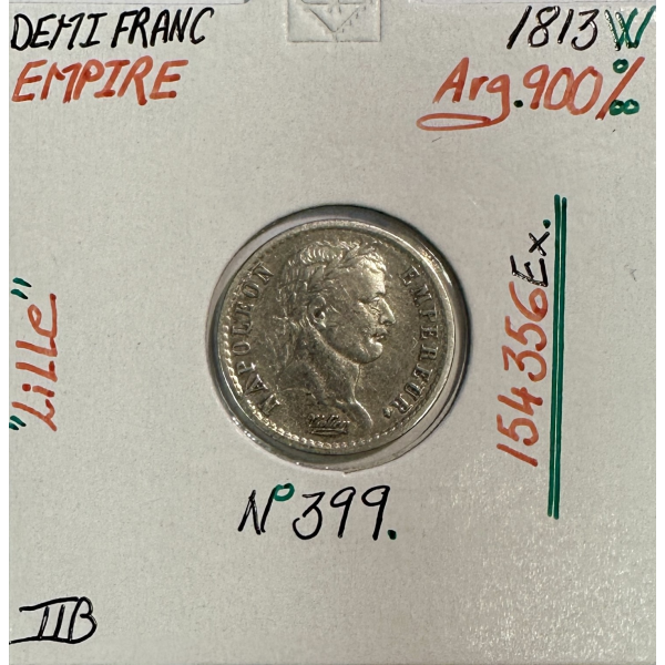 DEMI FRANC EMPIRE - 1813 W - Pièce de...