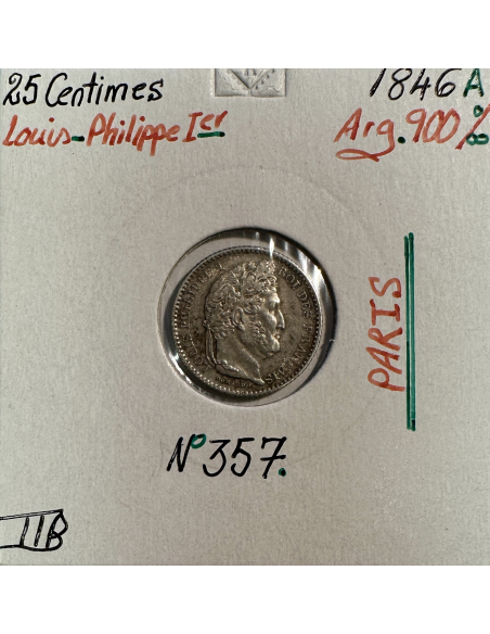 25 CENTIMES LOUIS-PHILIPPE 1er (1846A) Monnaie en Argent // Qualité : TTB