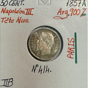 50 CENTIMES NAPOLEON III - 1857 A - Pièce de monnaie en...