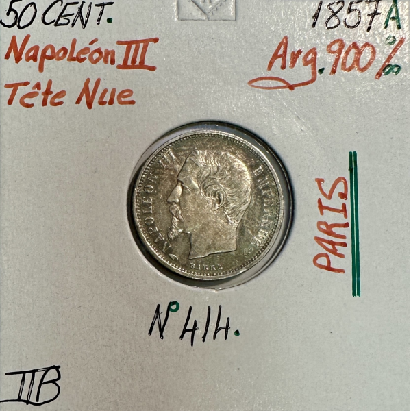 50 CENTIMES NAPOLEON III - 1857 A -...