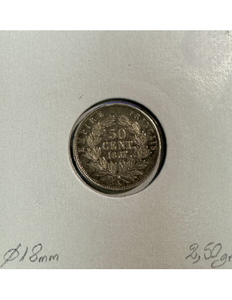 50 CENTIMES NAPOLEON III - 1857 A - Pièce de monnaie en Argent // TTB