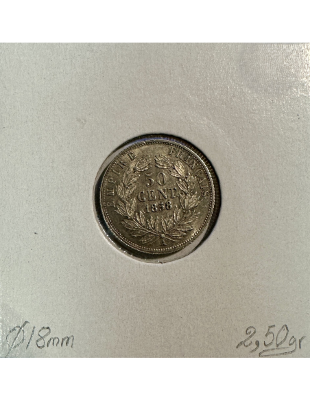 50 CENTIMES NAPOLEON III - 1858A - Pièce de monnaie en Argent // TTB