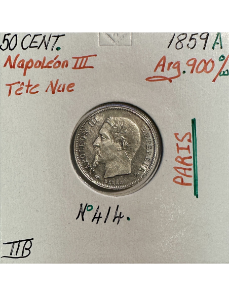 50 CENTIMES NAPOLEON III - 1859A - Pièce de monnaie en Argent // TTB
